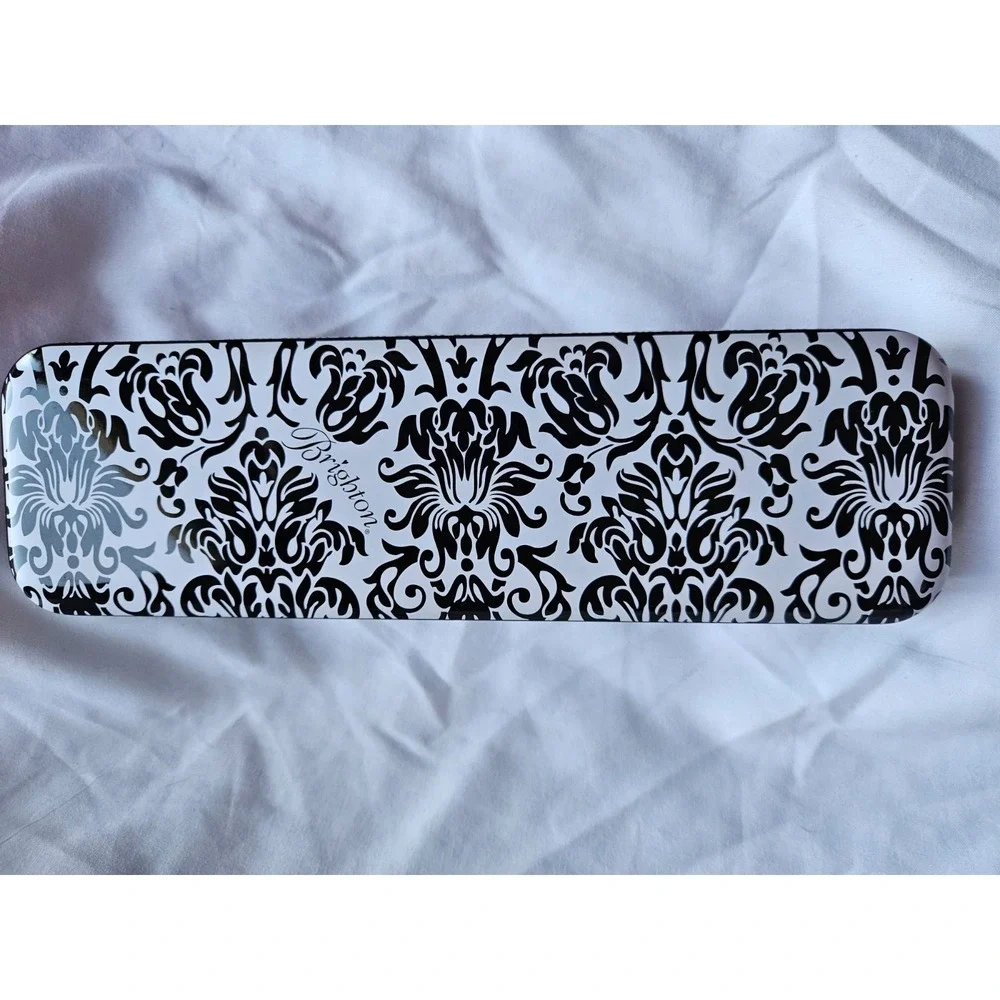 Brighton Jewelry Metal Tin Necklace Gift Box Paisley Black White EMPTY